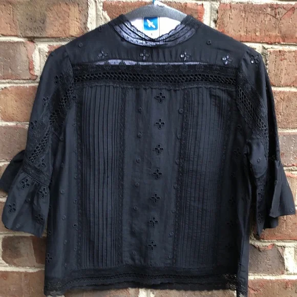Ulla Johnson embroidered eyelet lace top, size 2 in black - Picture 3 of 15